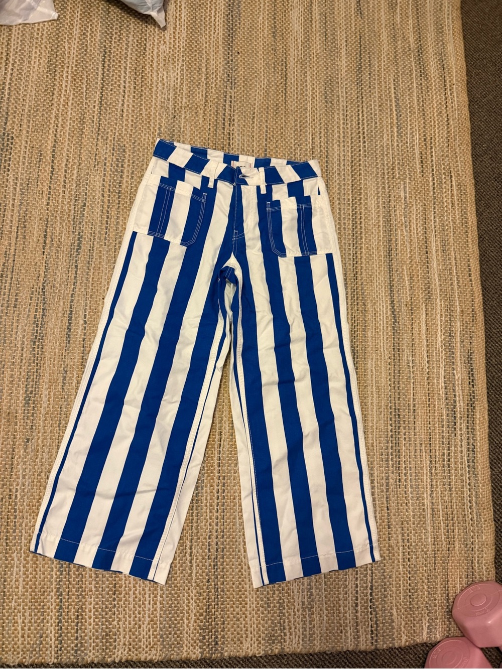 BDG Blue and White Striped Wide-Leg Pants